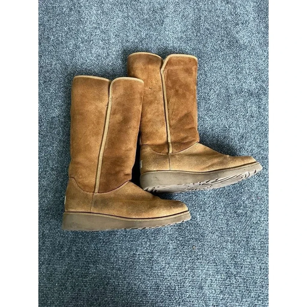 UGG Kara Classic Tall Slim Chestnut Water Resistant Wedge‎ Boot Women Size 9